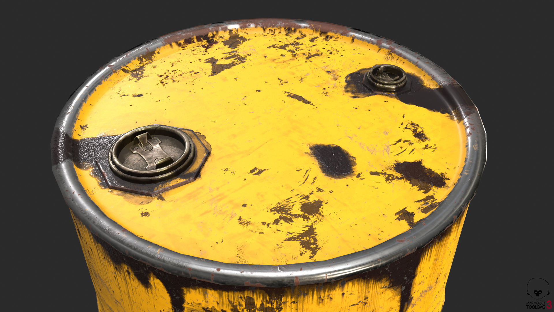 Old Rusty Oil Drum with oil leakage Game Ready Low-poly 3D model_18