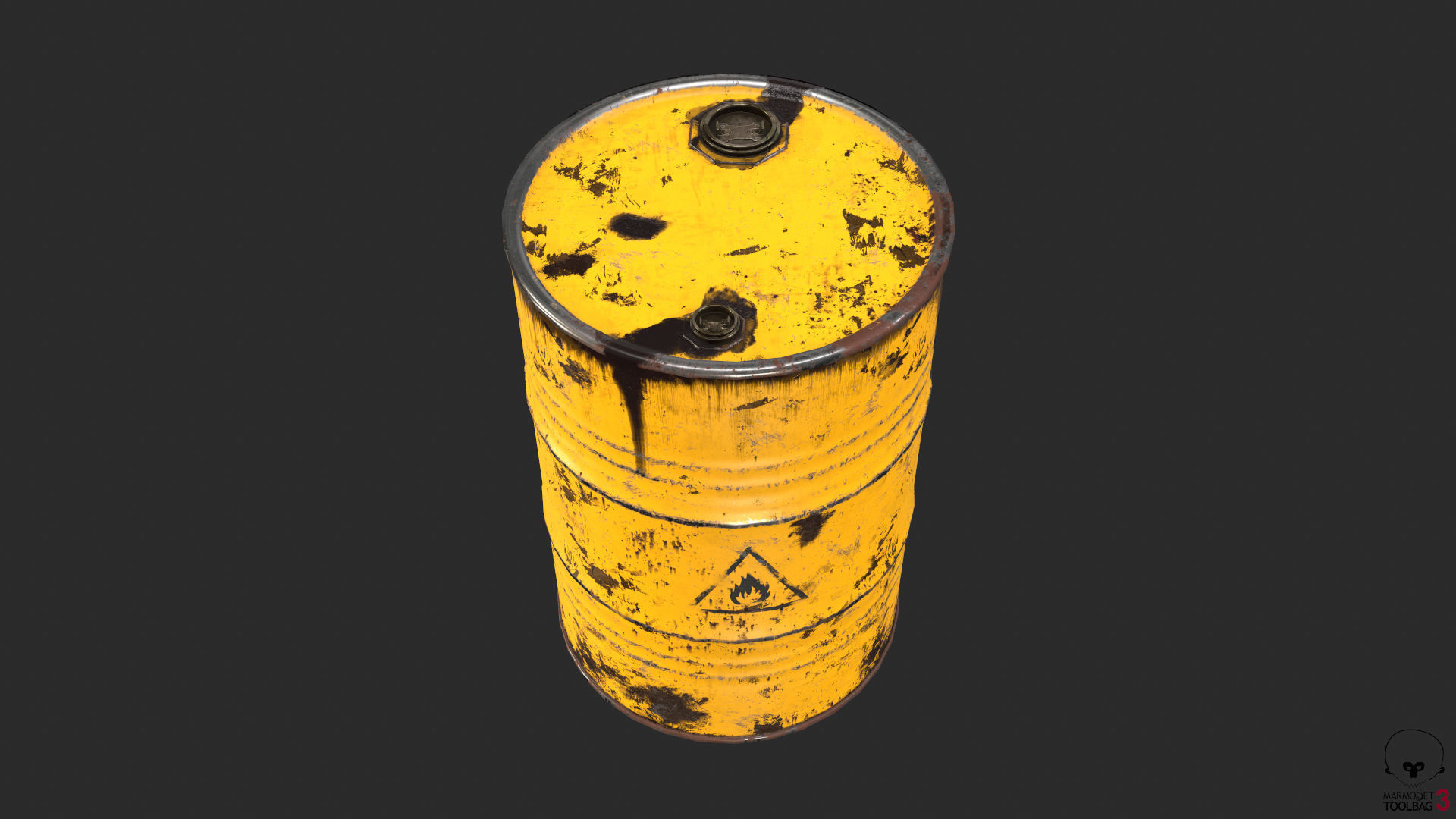 Old Rusty Oil Drum with oil leakage Game Ready Low-poly 3D model_9