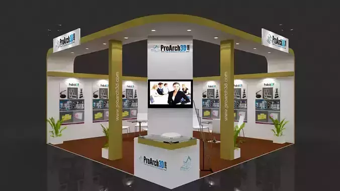 Exhibition stall 6 mtr x 6 mtr 2 sides open 3d model