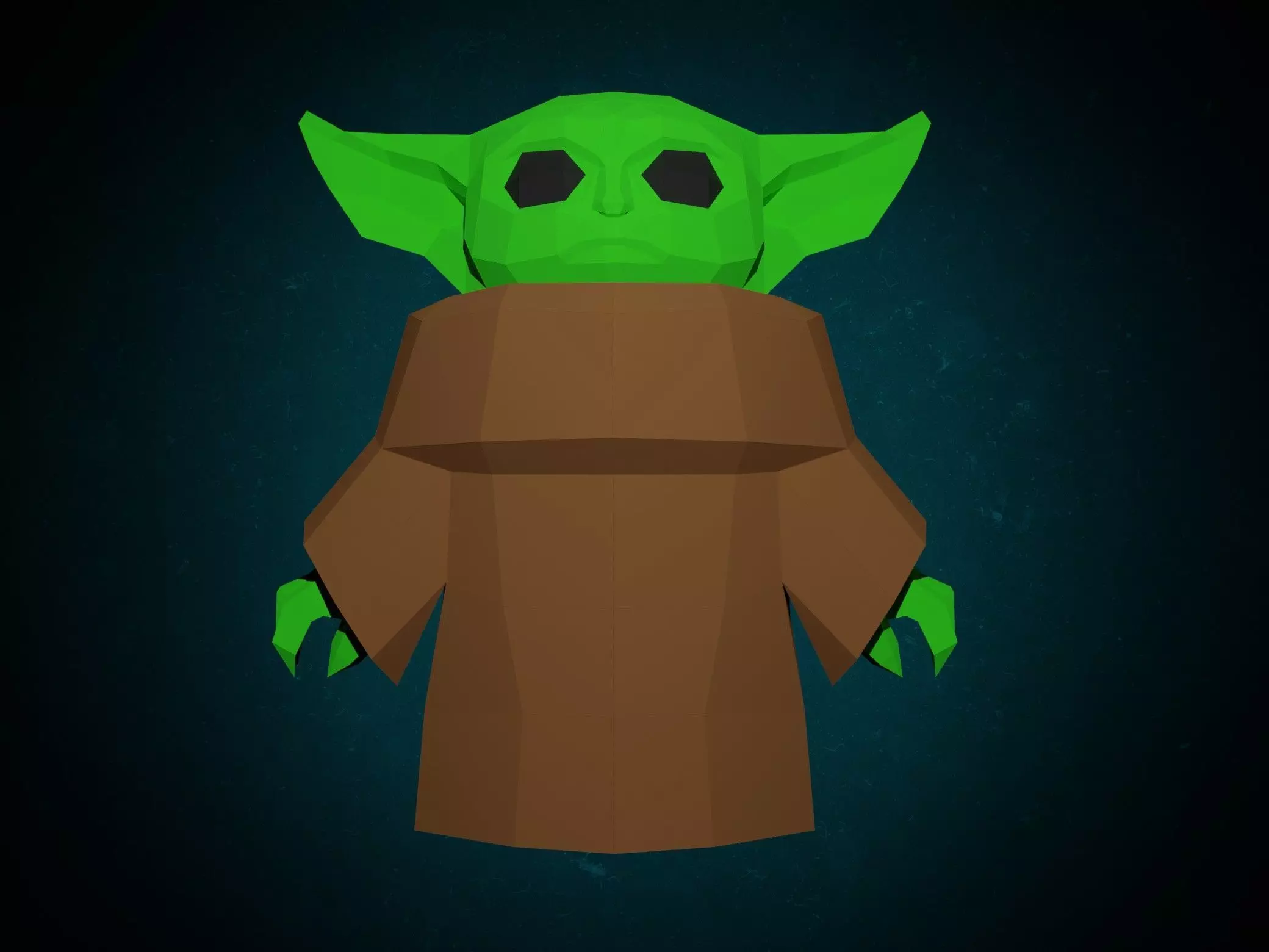 BABY YODA PAPERCRAFT    low poly statue 3D model_0