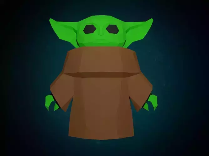 BABY YODA PAPERCRAFT    low poly statue