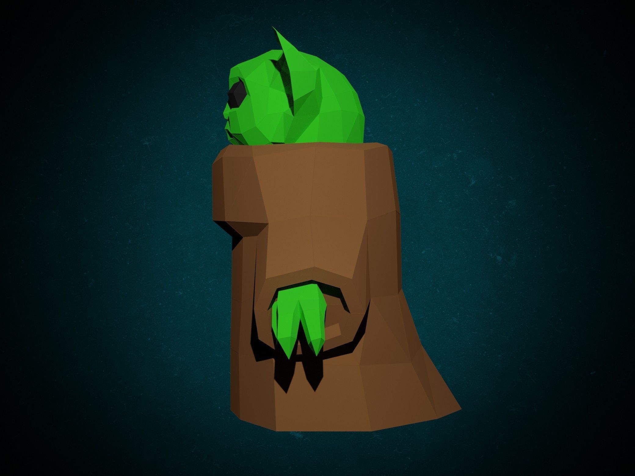 BABY YODA PAPERCRAFT    low poly statue 3D model_1