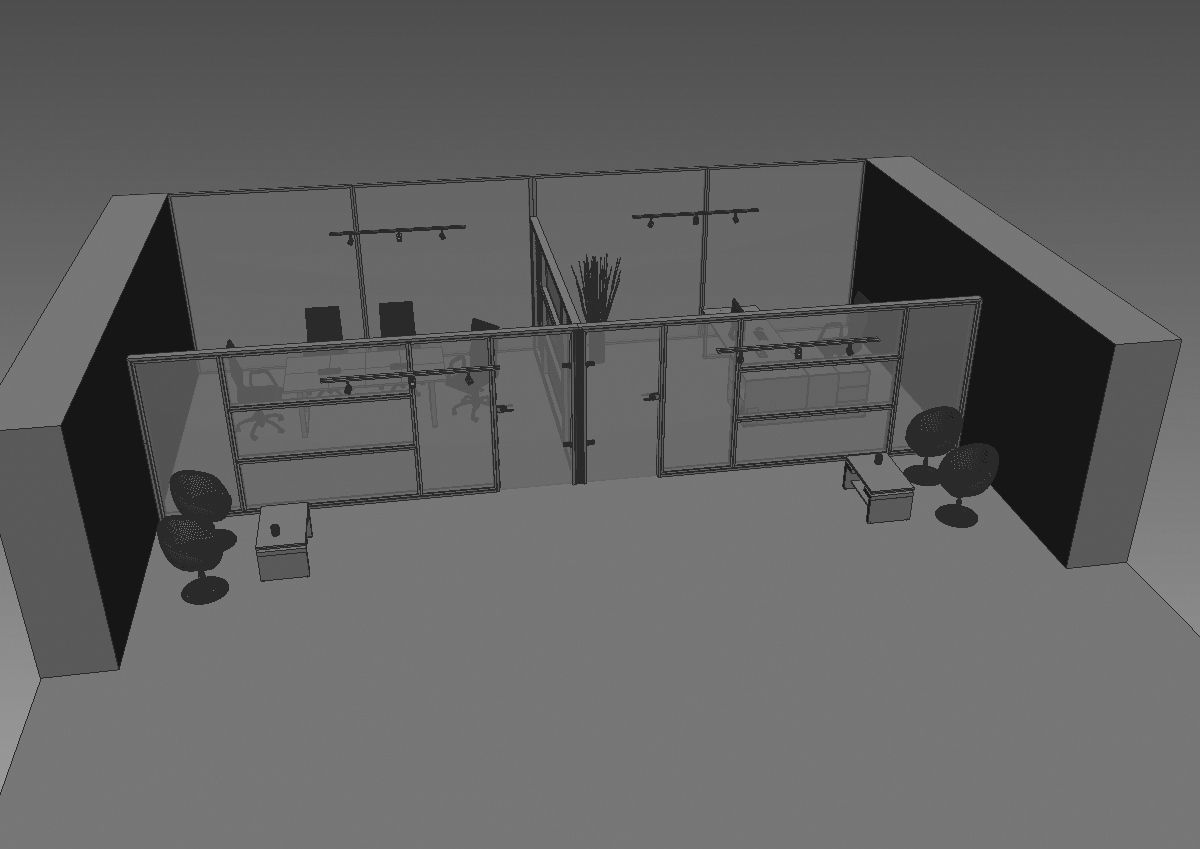 office  interior partition pr-822 a04 3D model_34