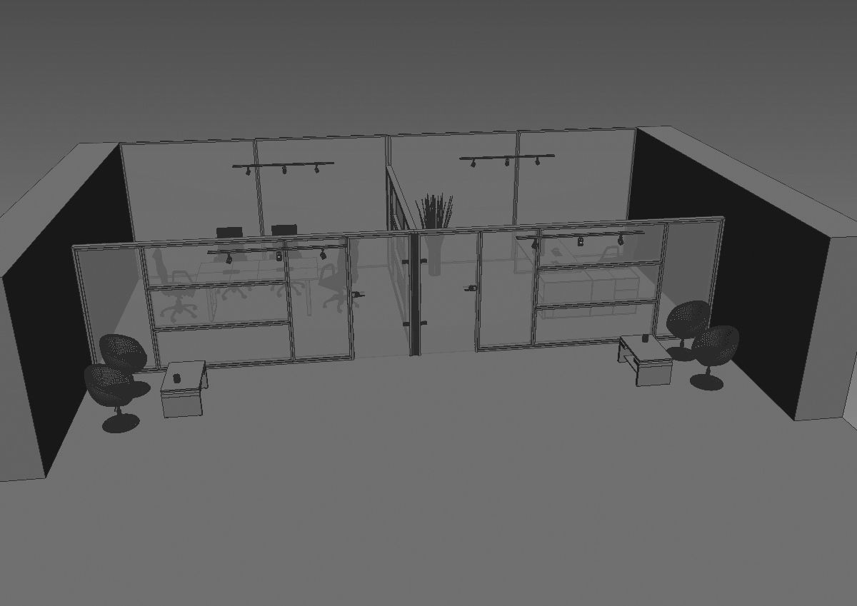 office  interior partition pr-822 a04 3D model_36