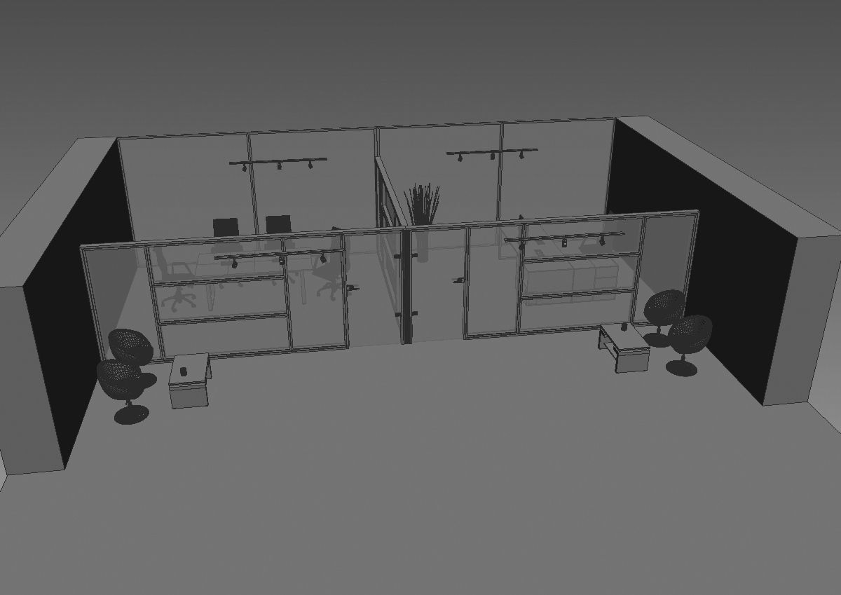 office  interior partition pr-822 a04 3D model_35