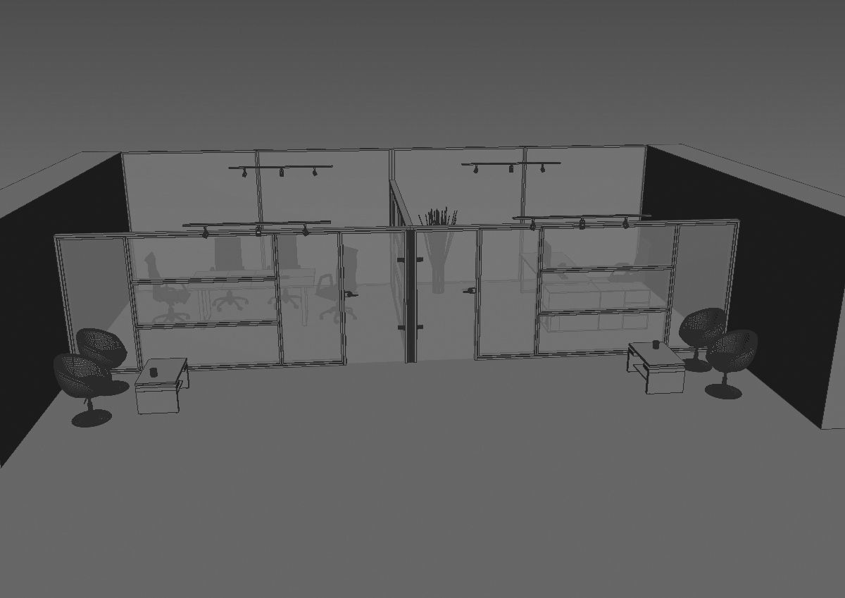 office  interior partition pr-822 a04 3D model_38