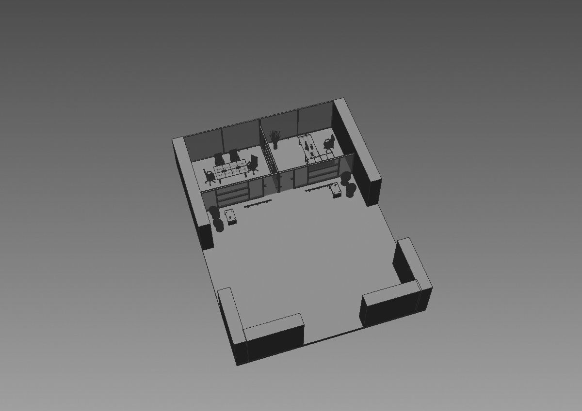 office  interior partition pr-822 a04 3D model_1