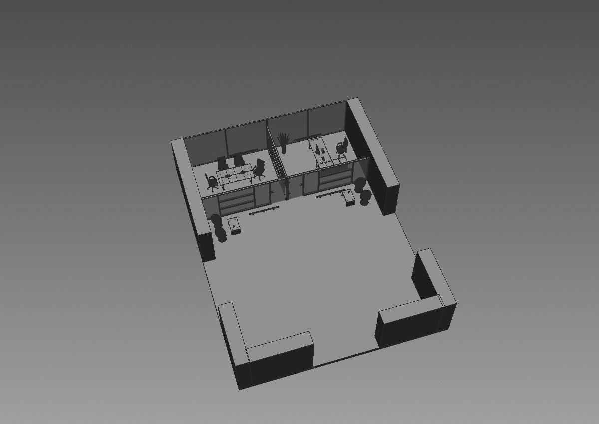 office  interior partition pr-822 a04 3D model_4