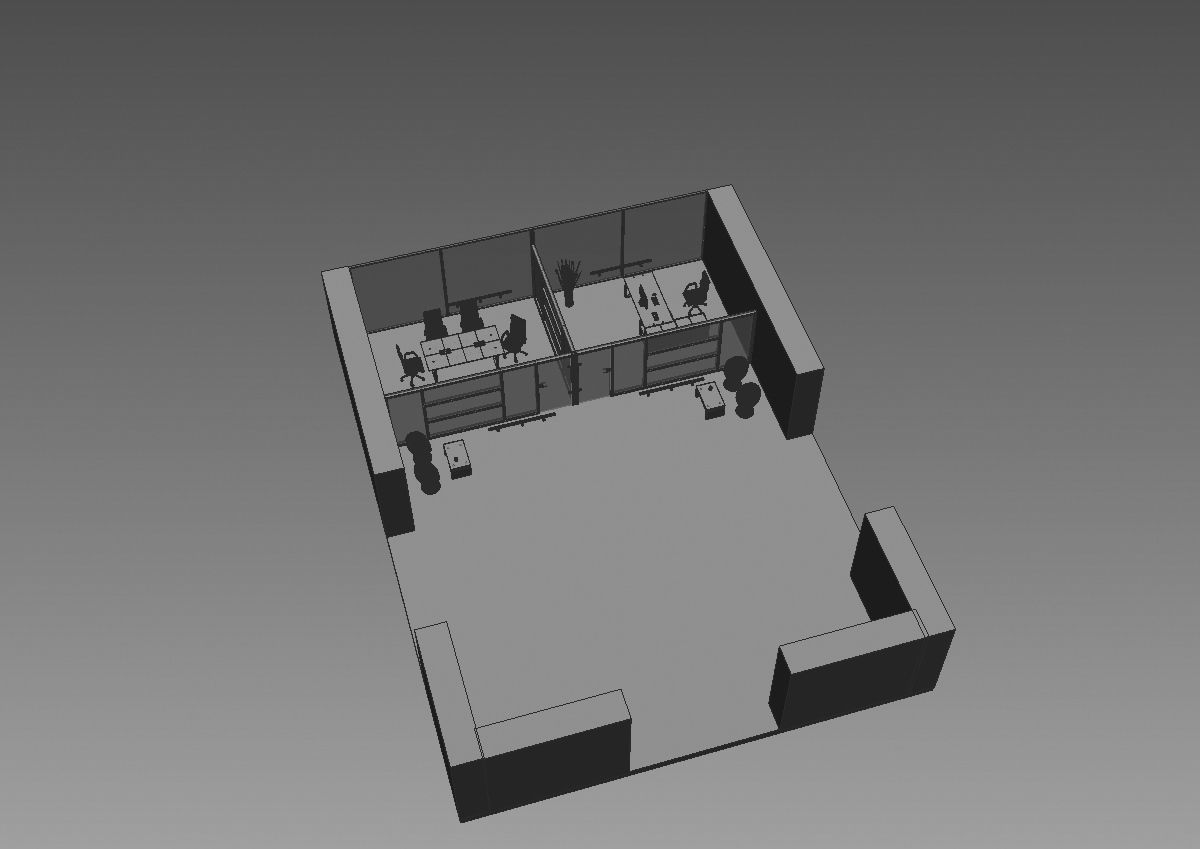 office  interior partition pr-822 a04 3D model_8