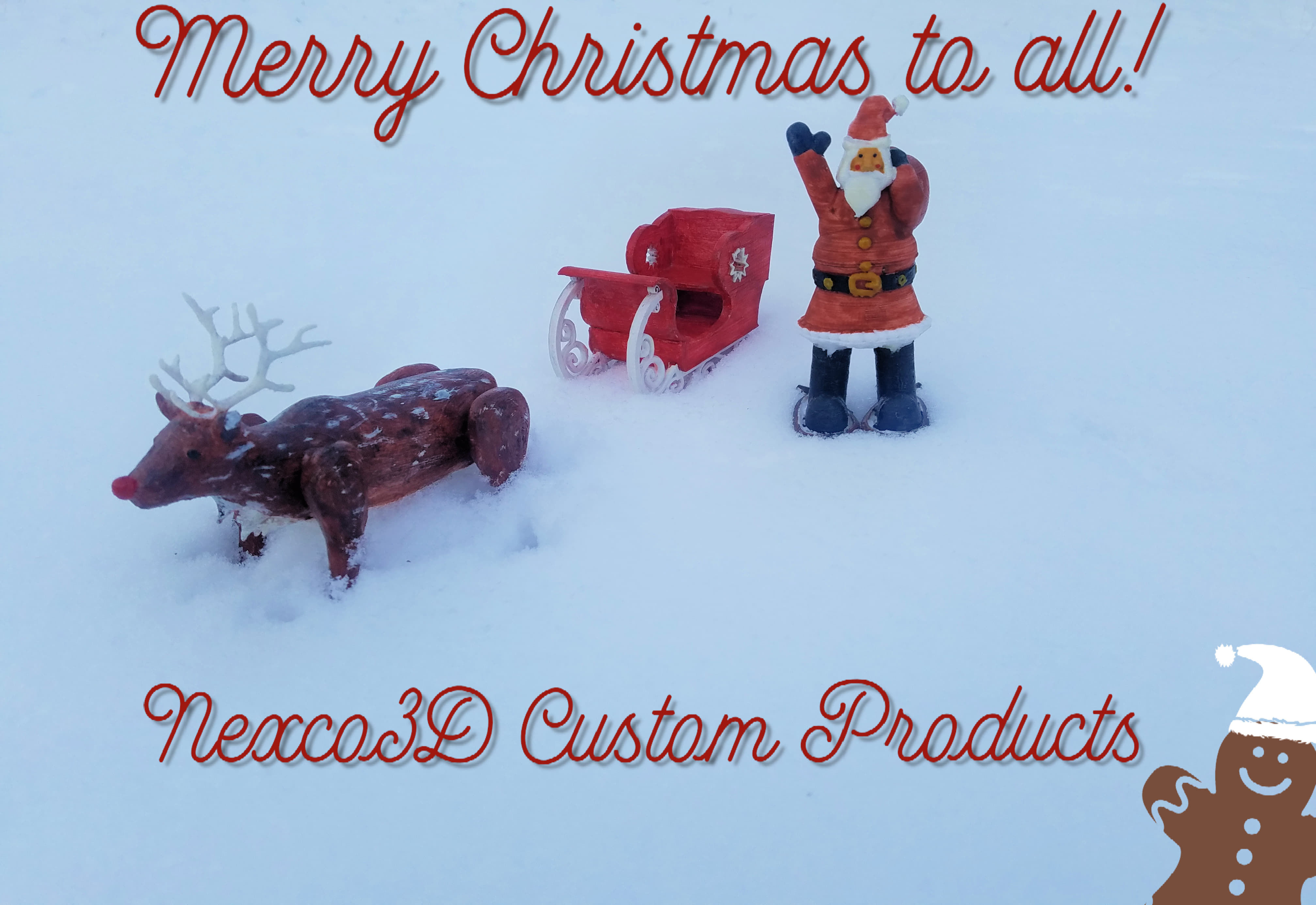 Santa Claus with snowshoes and toy bag 3D print model_1