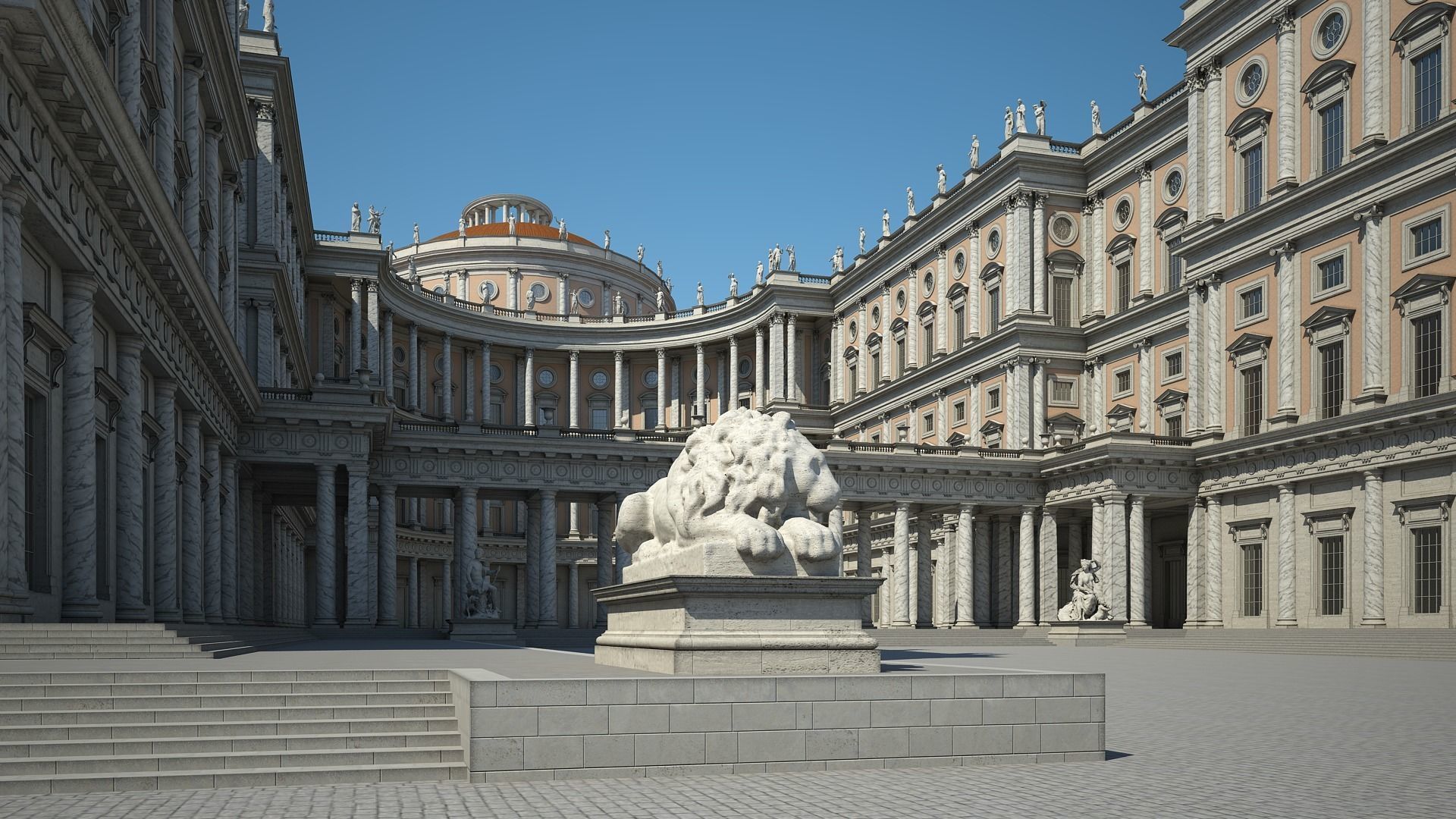 Courtyard of a Royal Palace 3D model_1