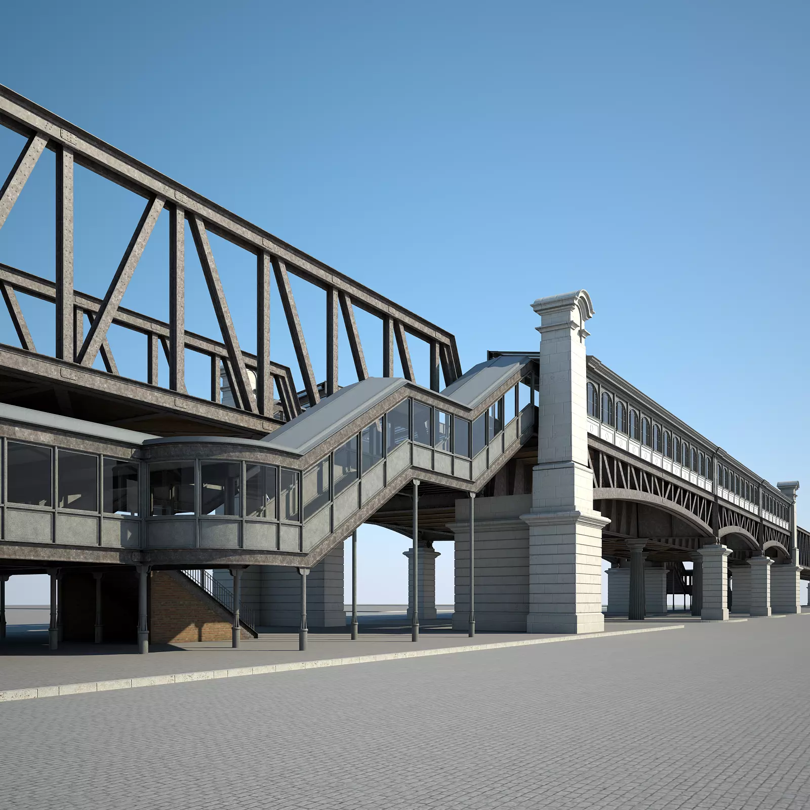 Elevated Railway 3D model_0