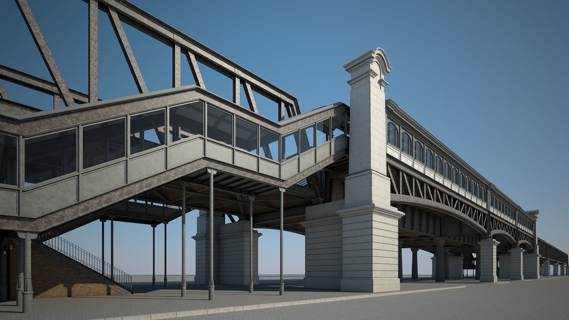Elevated Railway 3D model_1