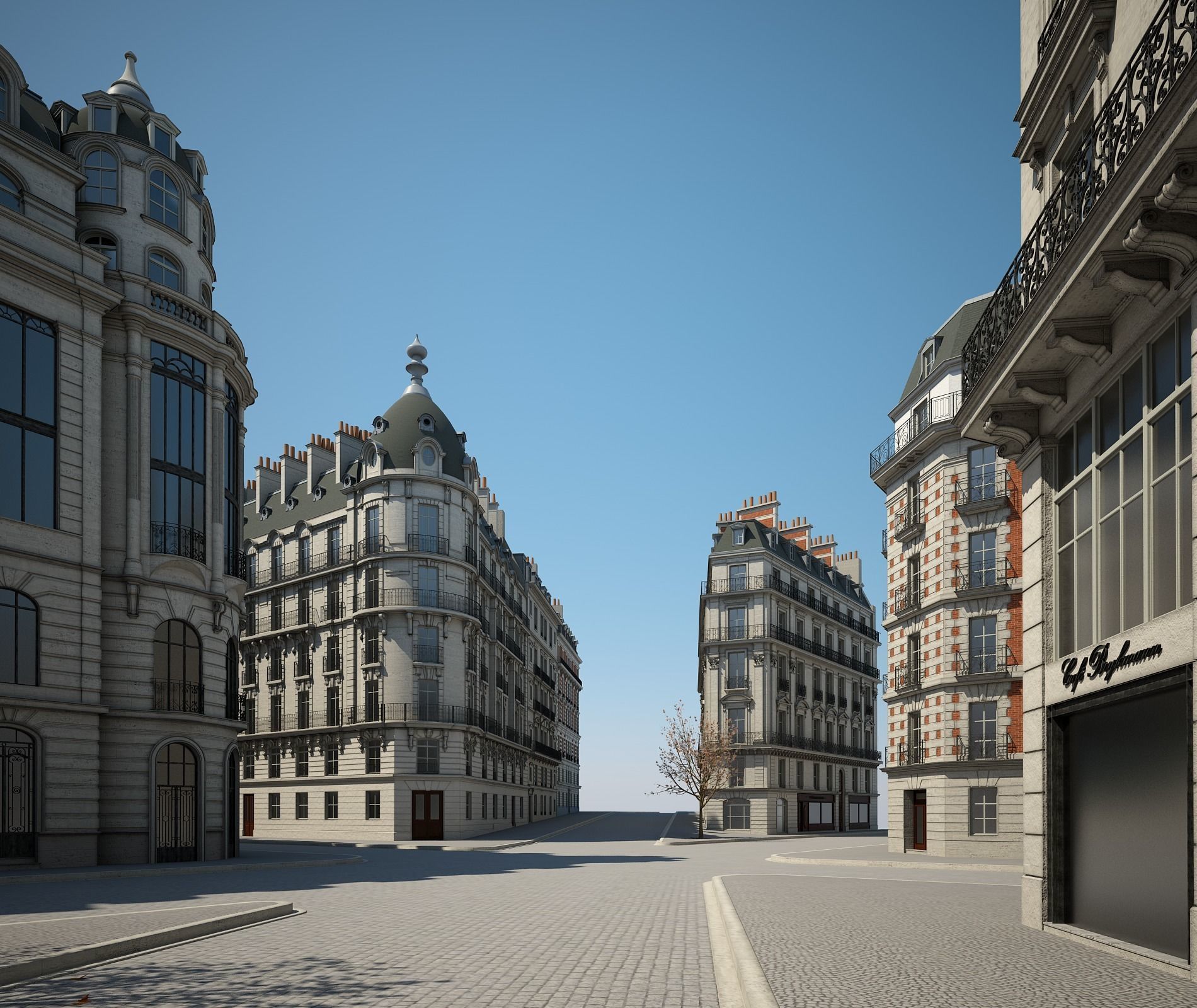 Boulevard city street in paris 3D model_2