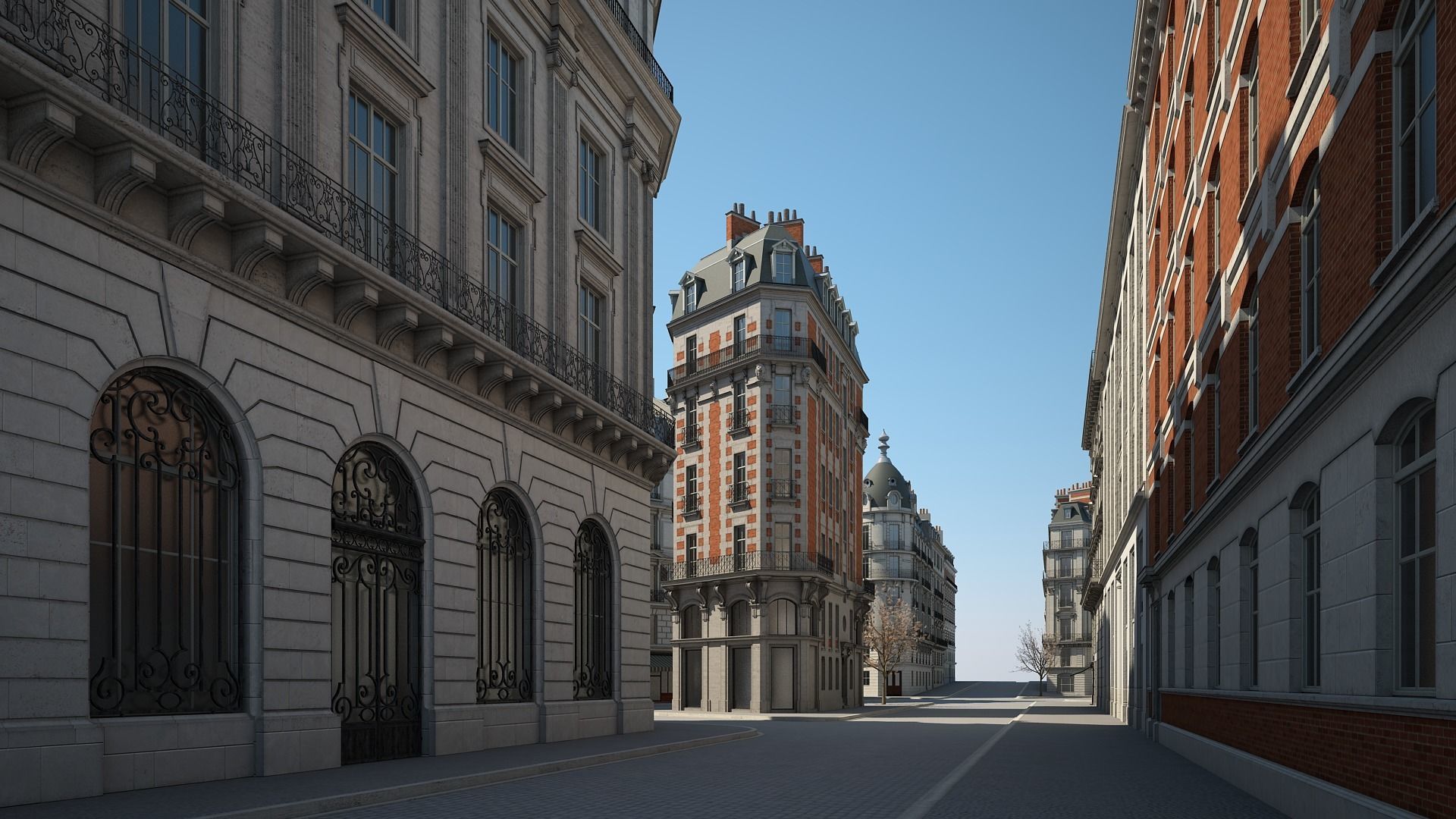 Boulevard city street in paris 3D model_5
