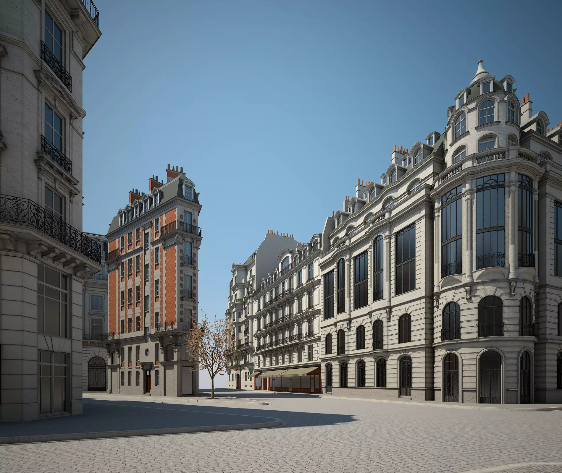Boulevard city street in paris 3D model_0