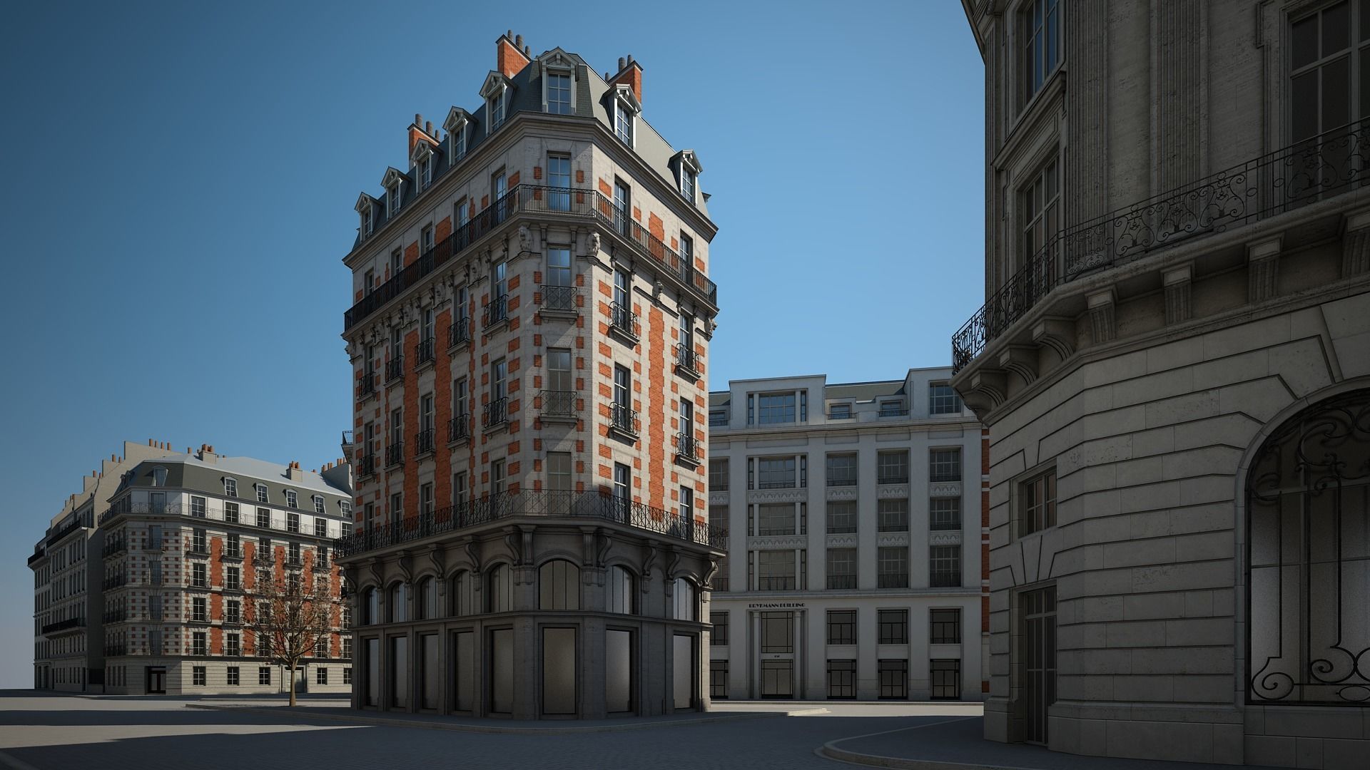 Boulevard city street in paris 3D model_3