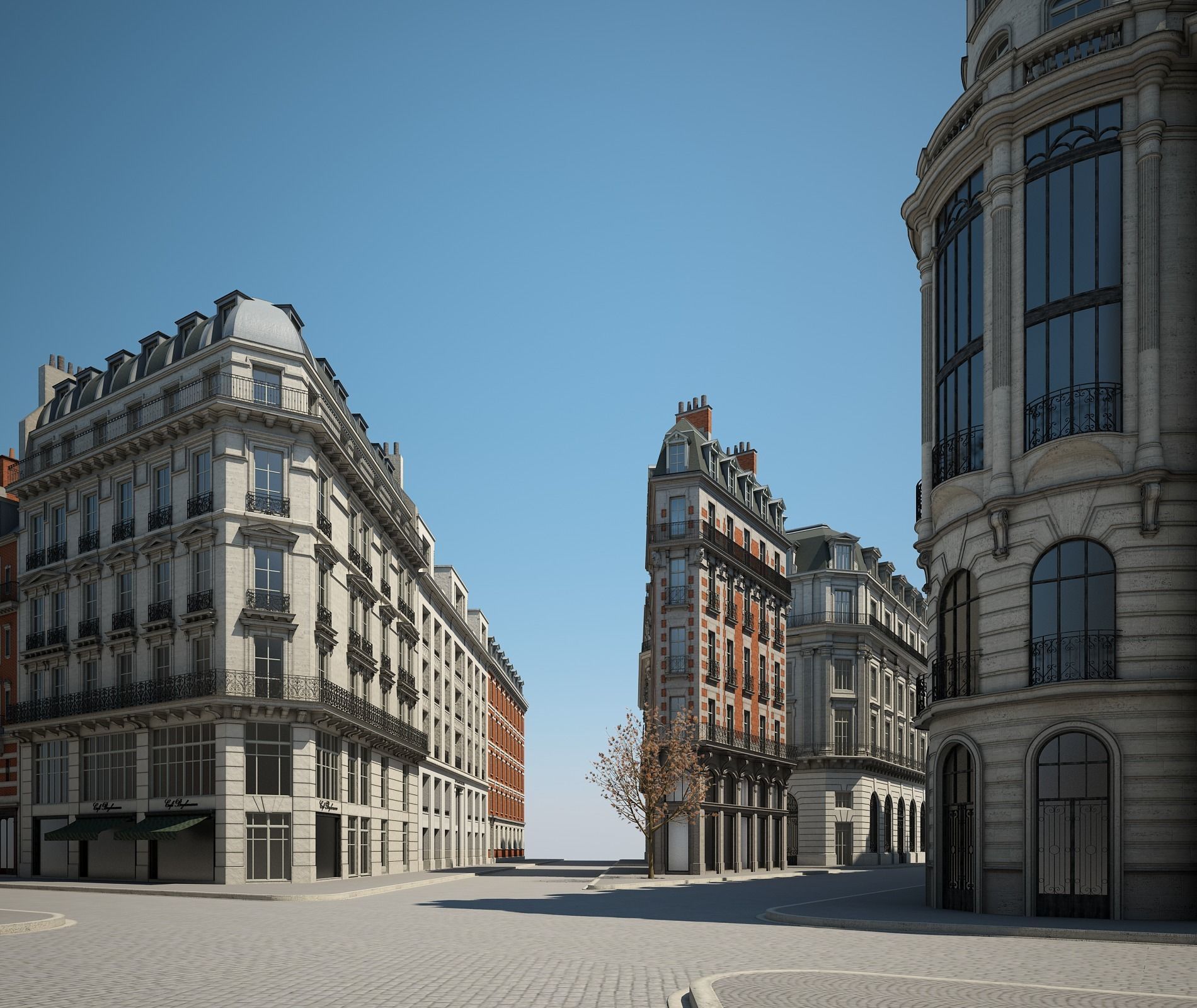 Boulevard city street in paris 3D model_1