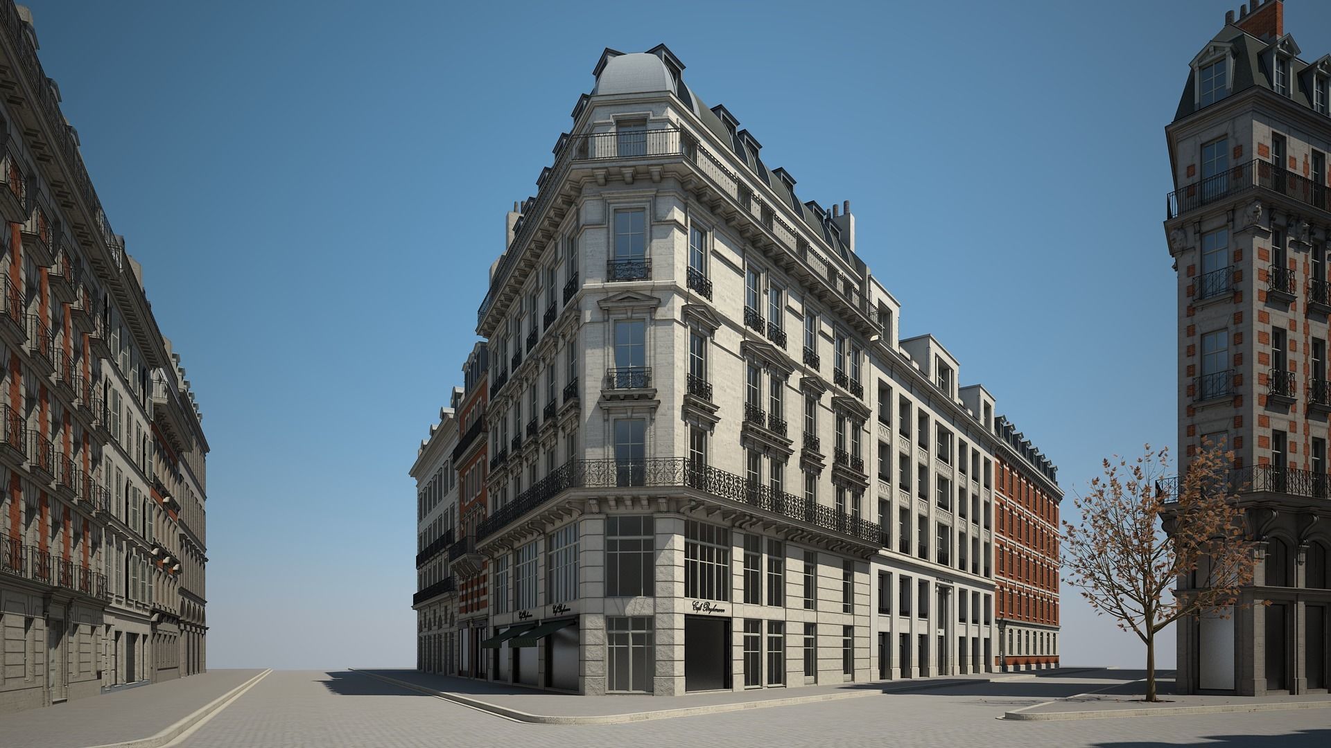 Boulevard city street in paris 3D model_9