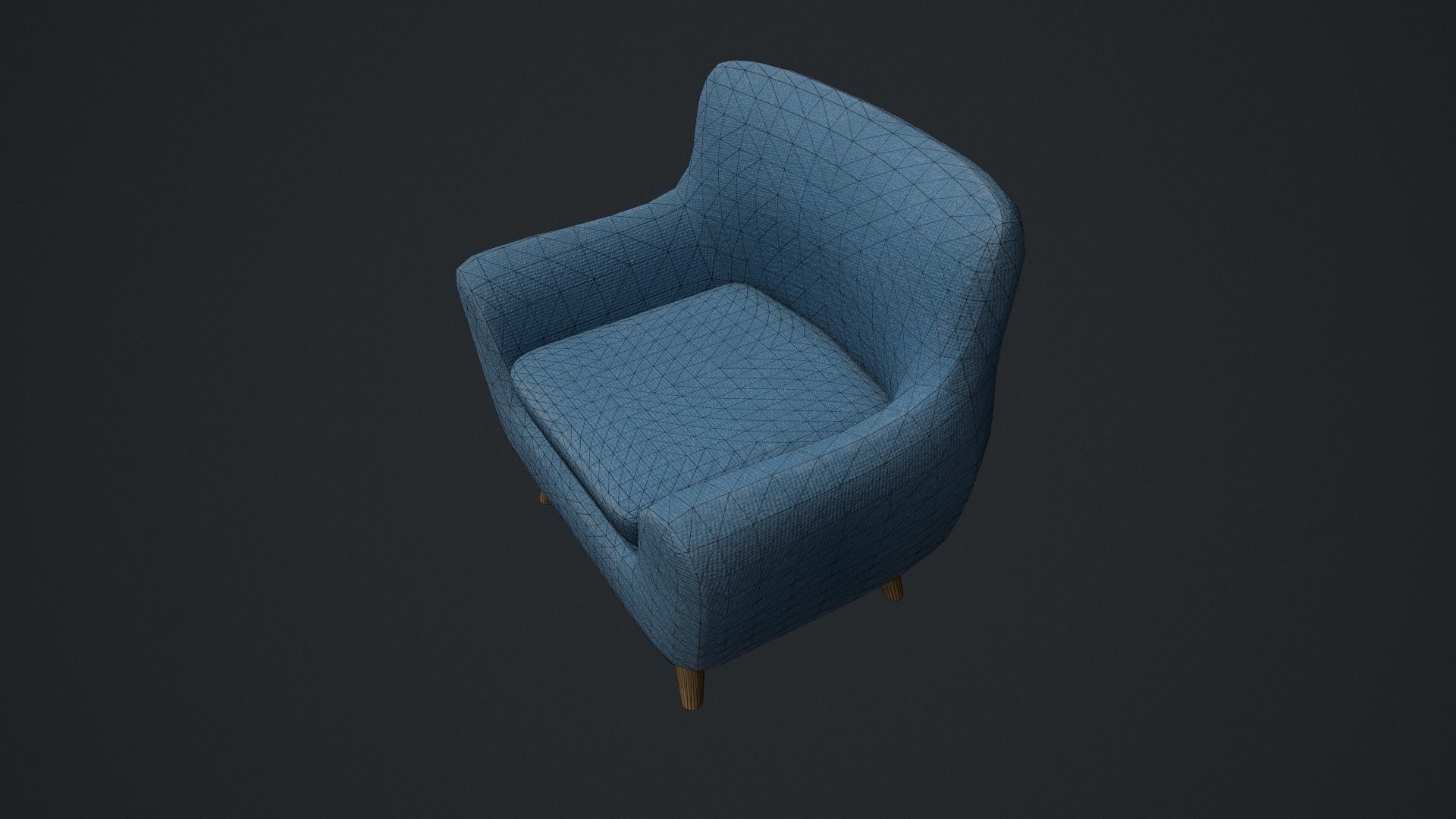 Blue Arm Chair Low-poly 3D model_12