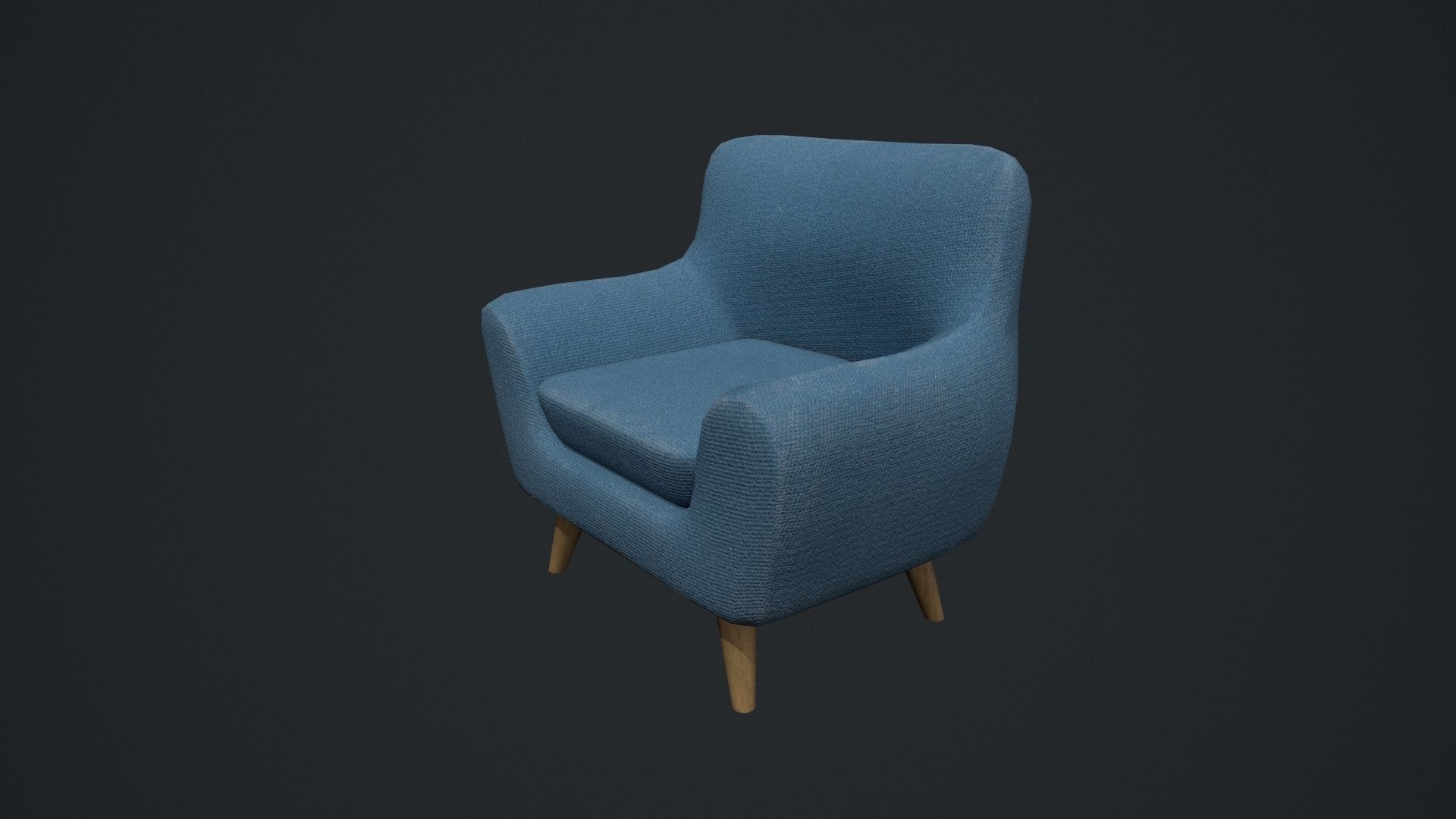 Blue Arm Chair Low-poly 3D model_16