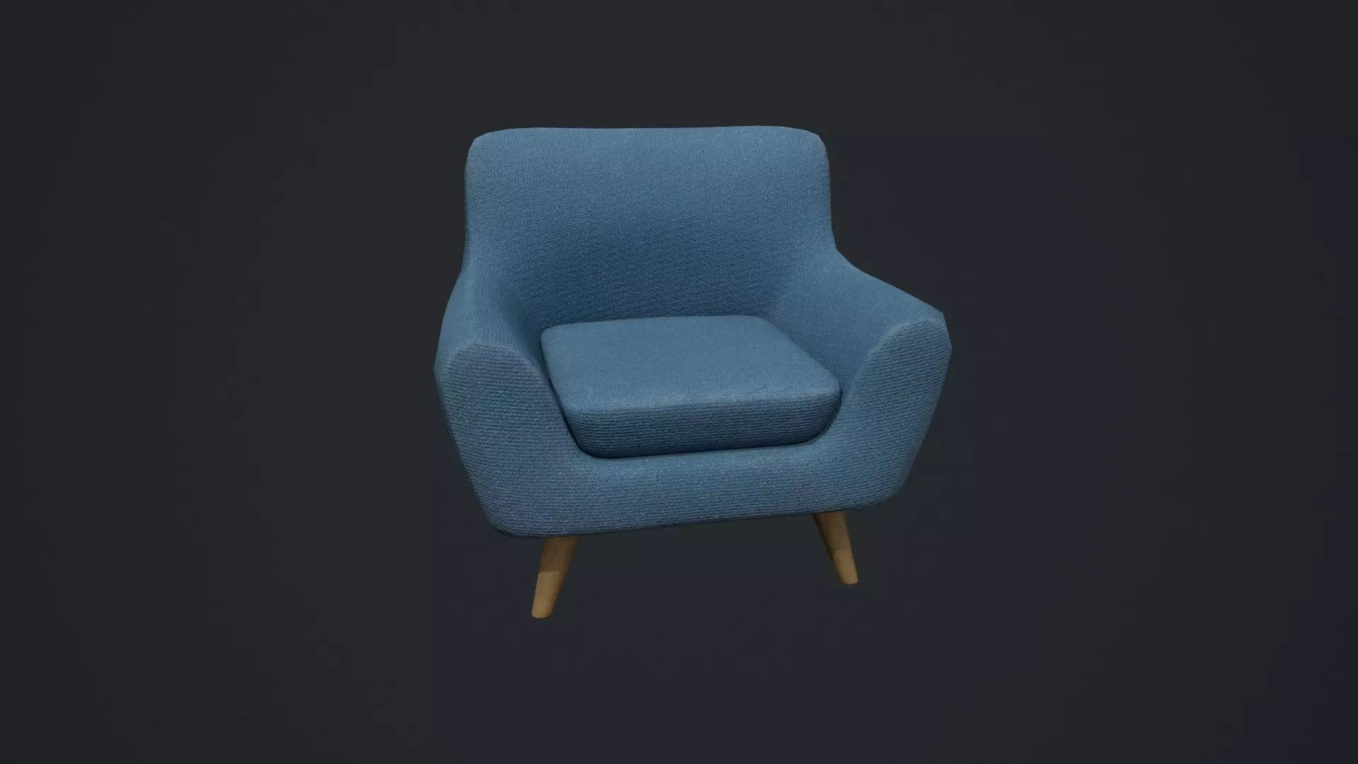 Blue Arm Chair Low-poly 3D model_0