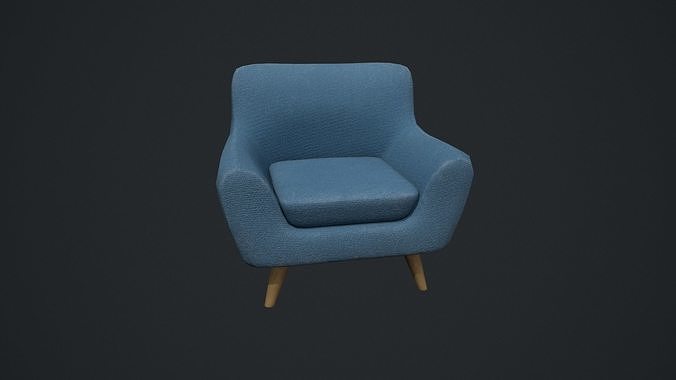 Blue Arm Chair Low-poly 3D model