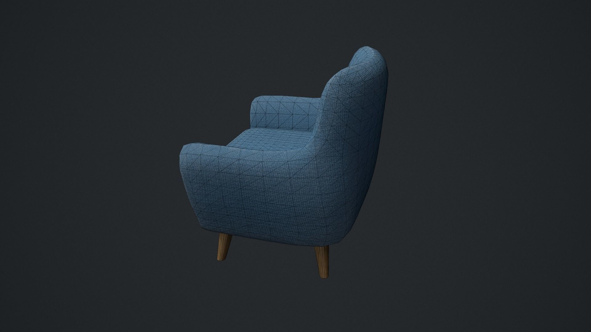 Blue Arm Chair Low-poly 3D model_7