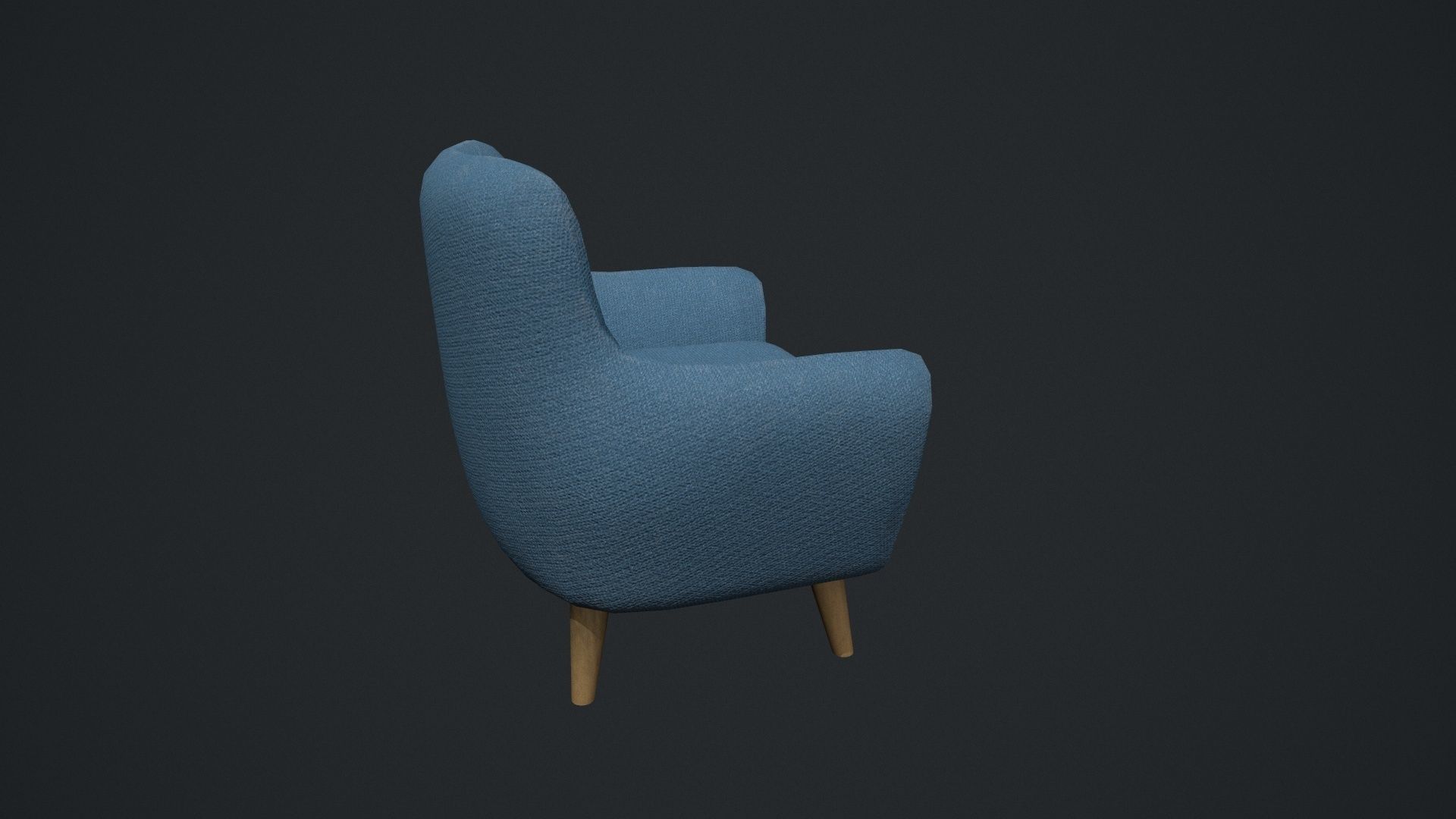 Blue Arm Chair Low-poly 3D model_1