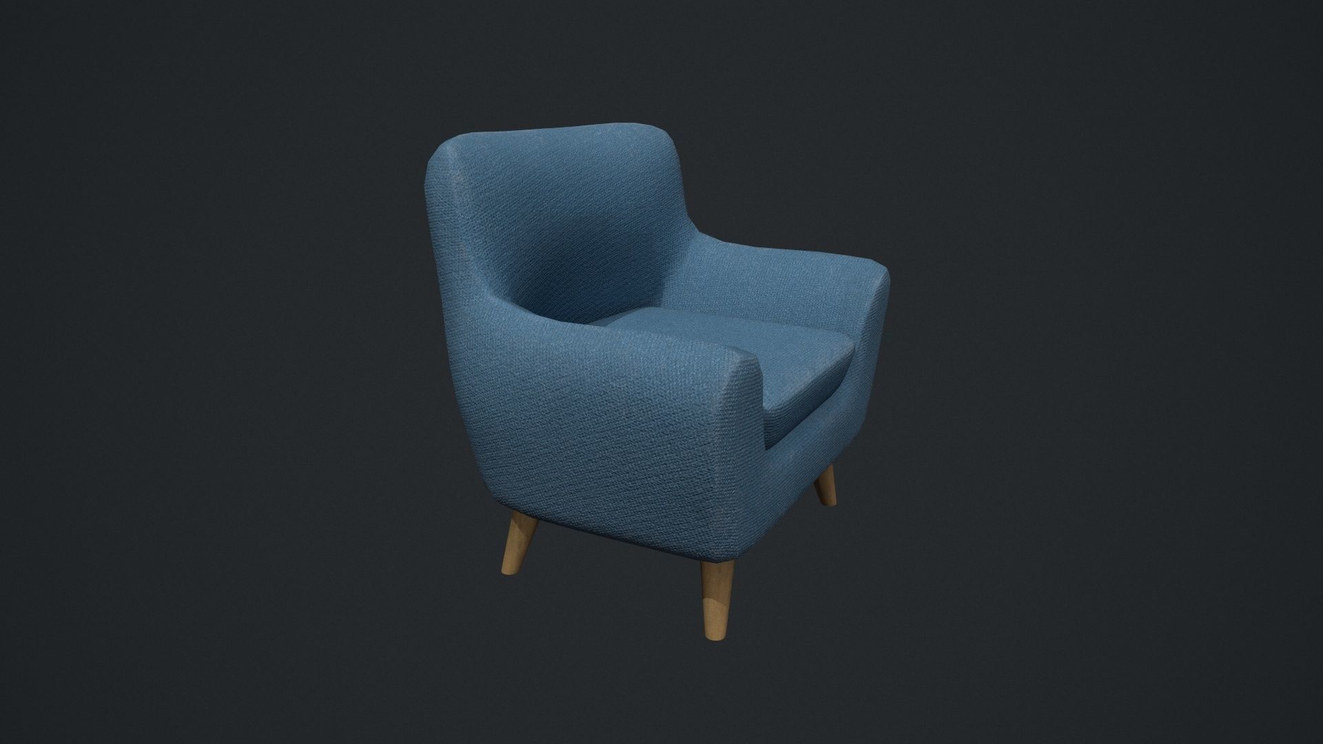 Blue Arm Chair Low-poly 3D model_2
