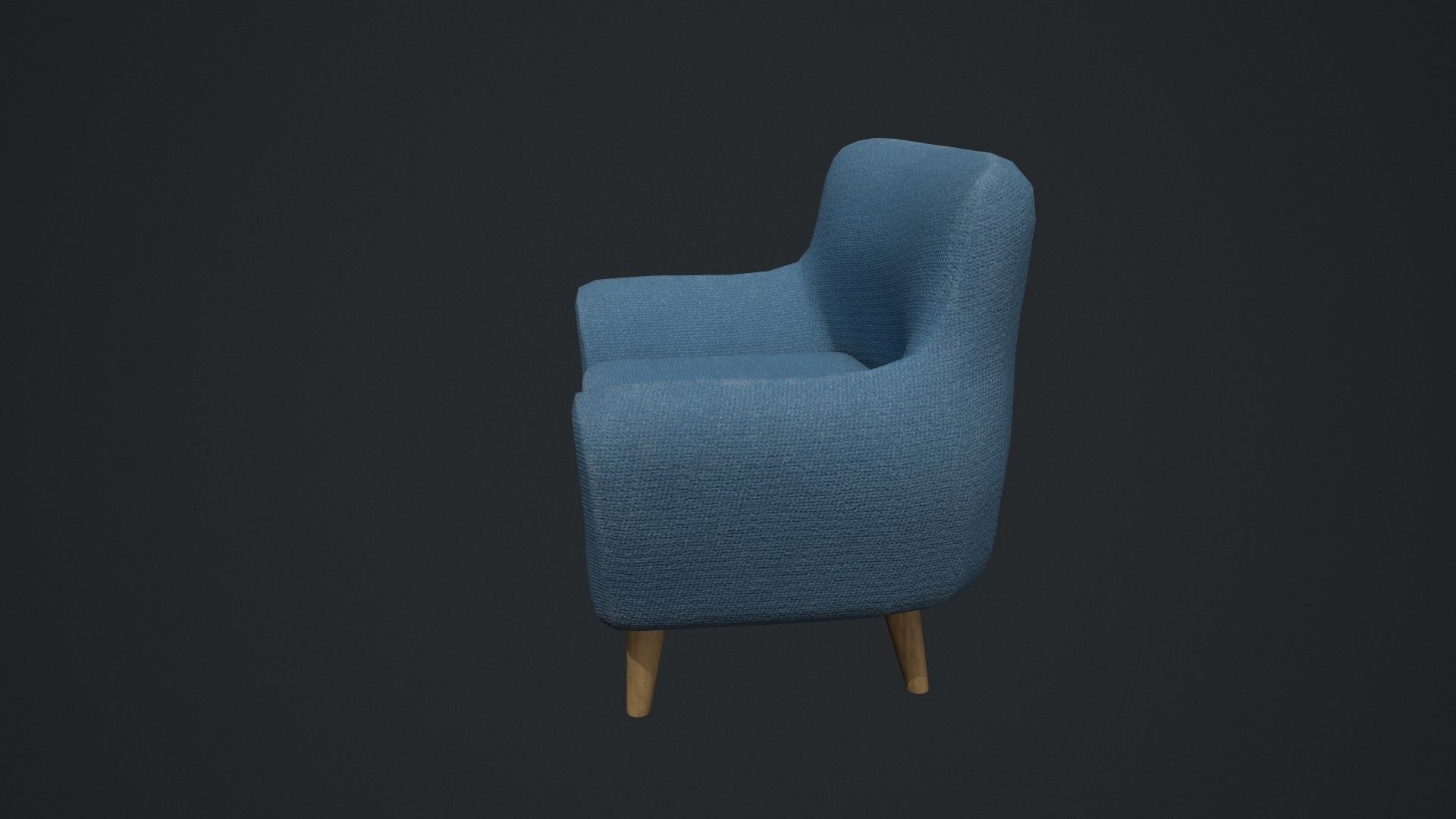 Blue Arm Chair Low-poly 3D model_17