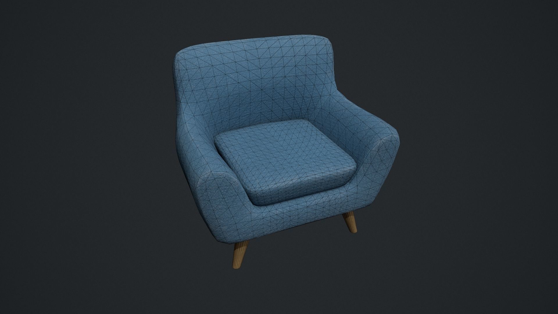 Blue Arm Chair Low-poly 3D model_5