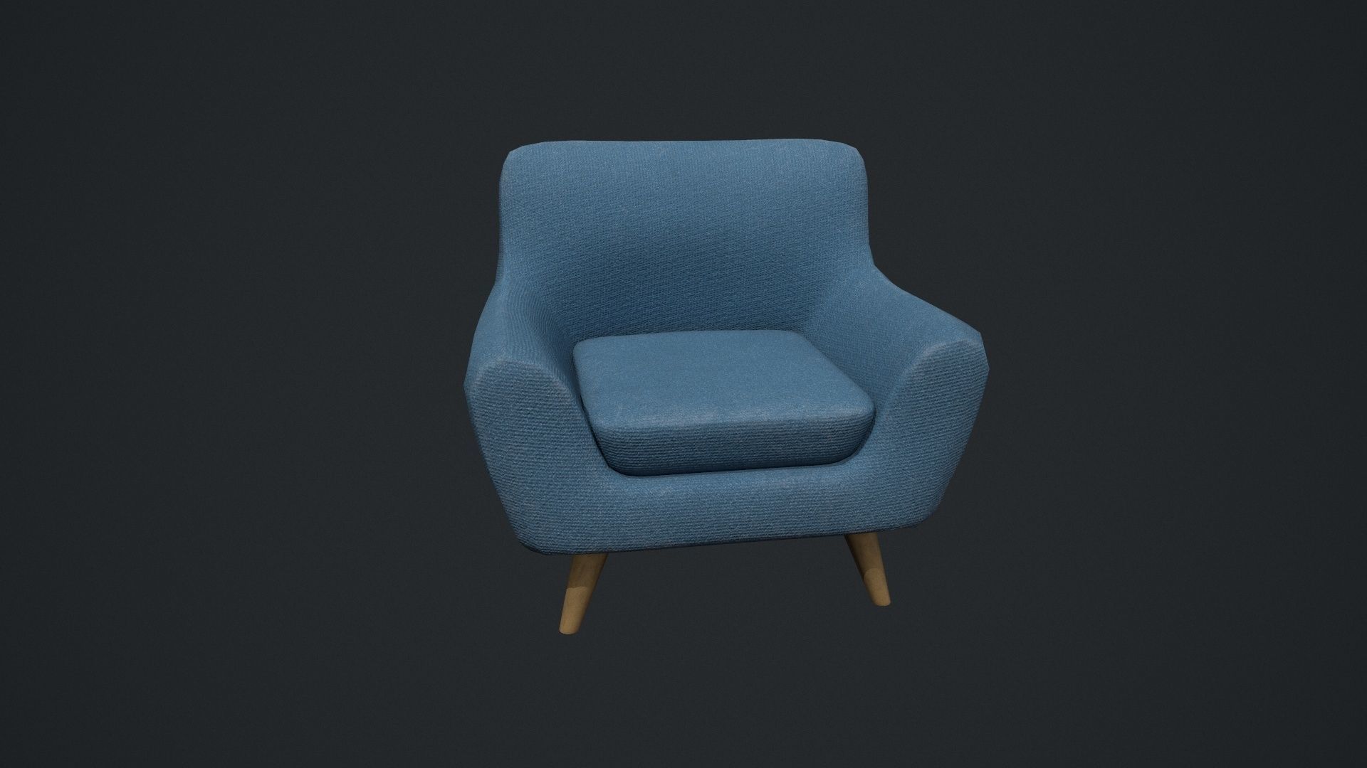 Blue Arm Chair Low-poly 3D model_10