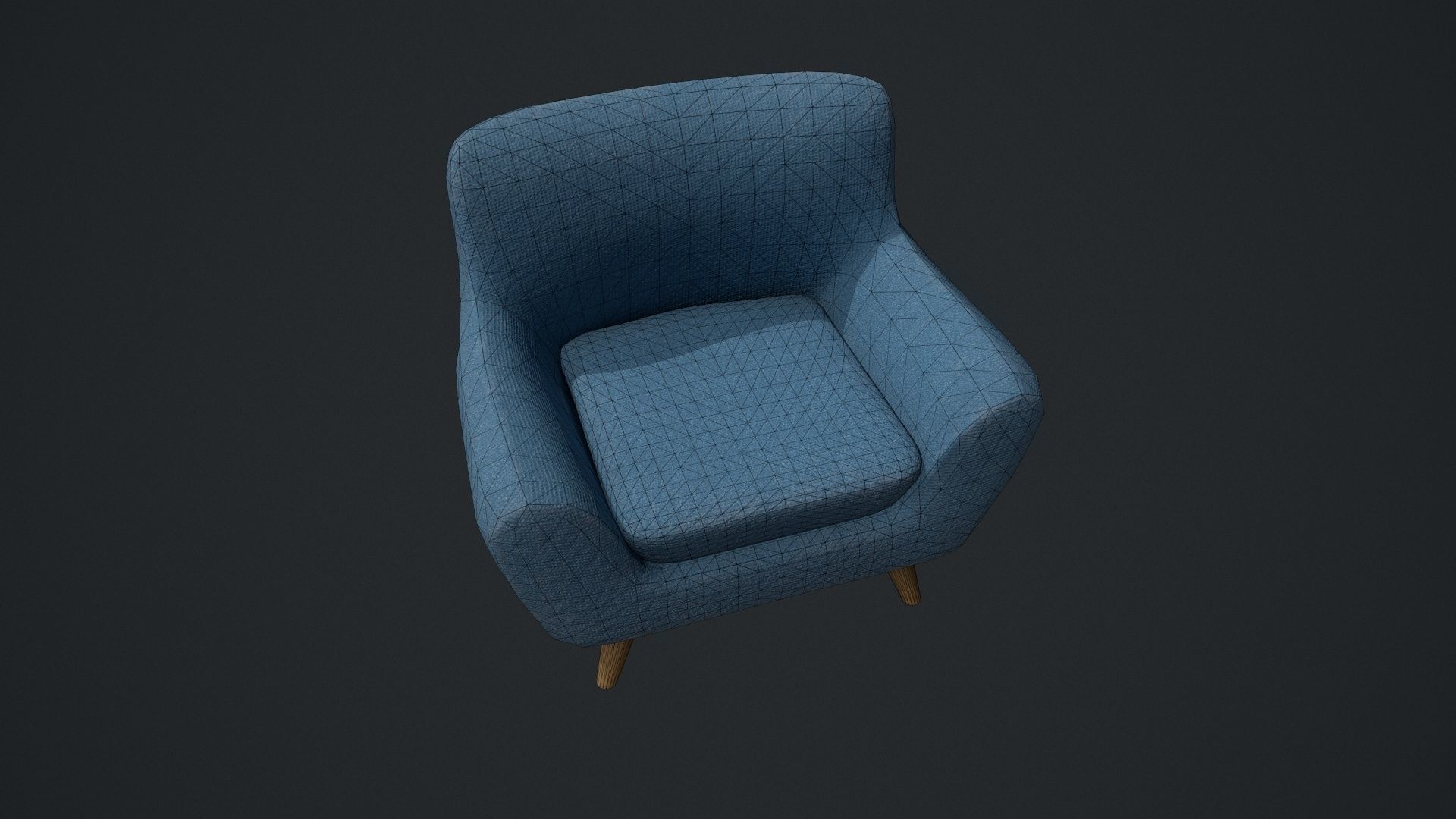Blue Arm Chair Low-poly 3D model_11