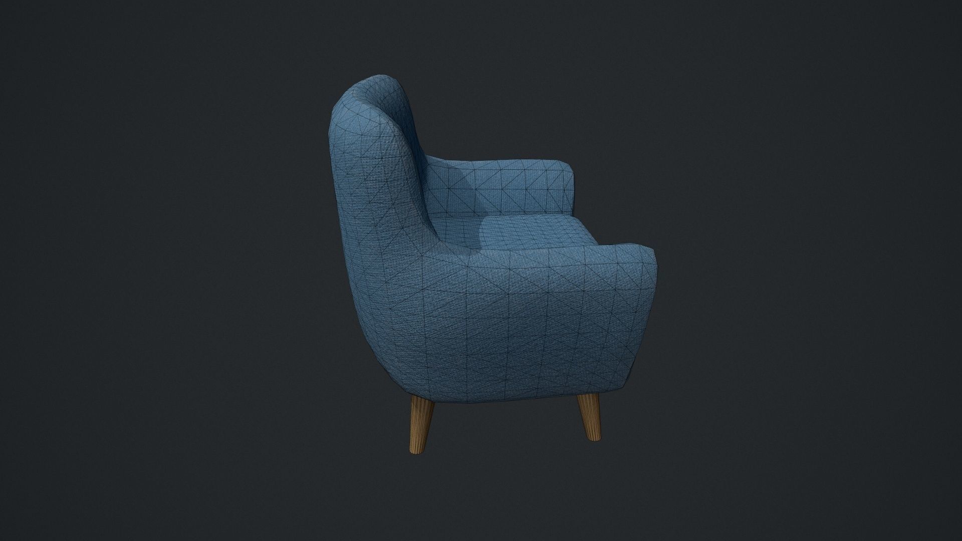 Blue Arm Chair Low-poly 3D model_9