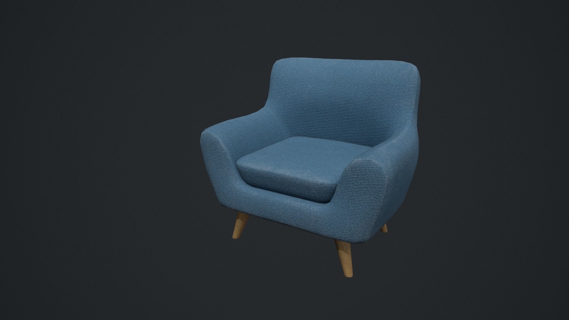 Blue Arm Chair Low-poly 3D model_15