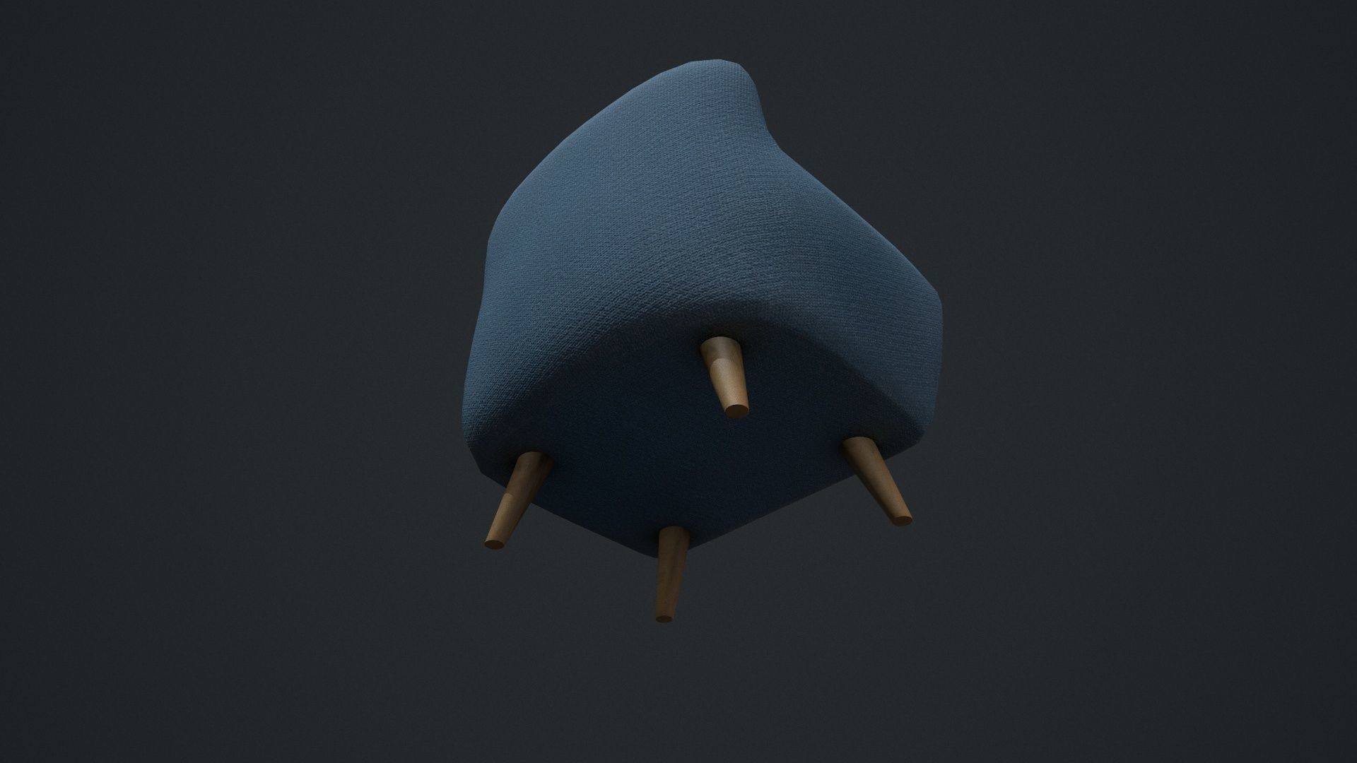 Blue Arm Chair Low-poly 3D model_4