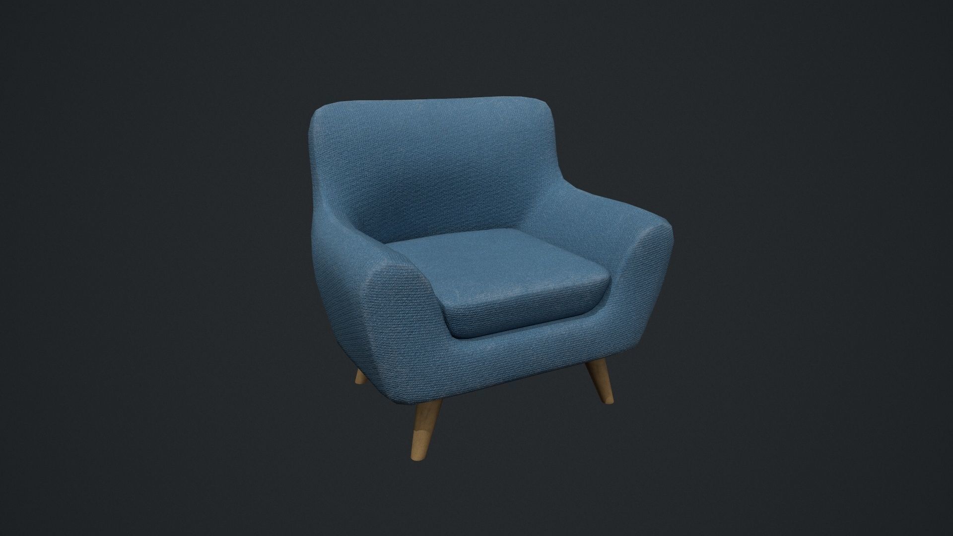 Blue Arm Chair Low-poly 3D model_21