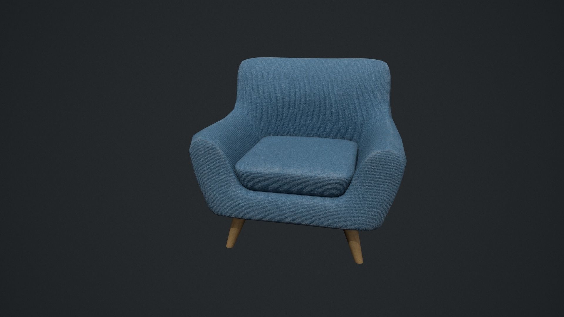Blue Arm Chair Low-poly 3D model_14