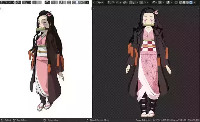 Nezuko-Rig-kimetsu no yaiba -Demon slayer Low-poly 3D model