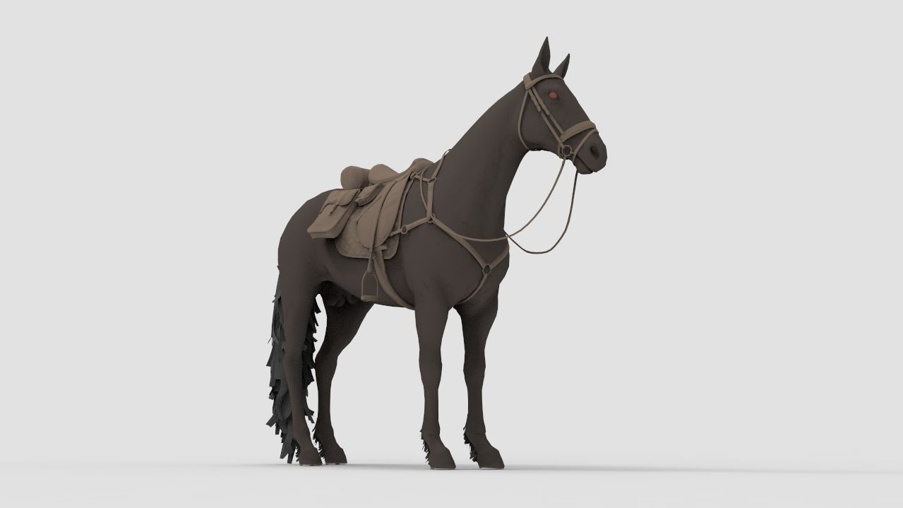 Horse with saddle 3D model_9