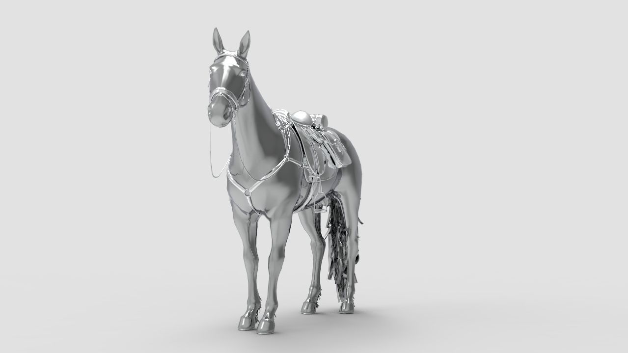 Horse with saddle 3D model_1