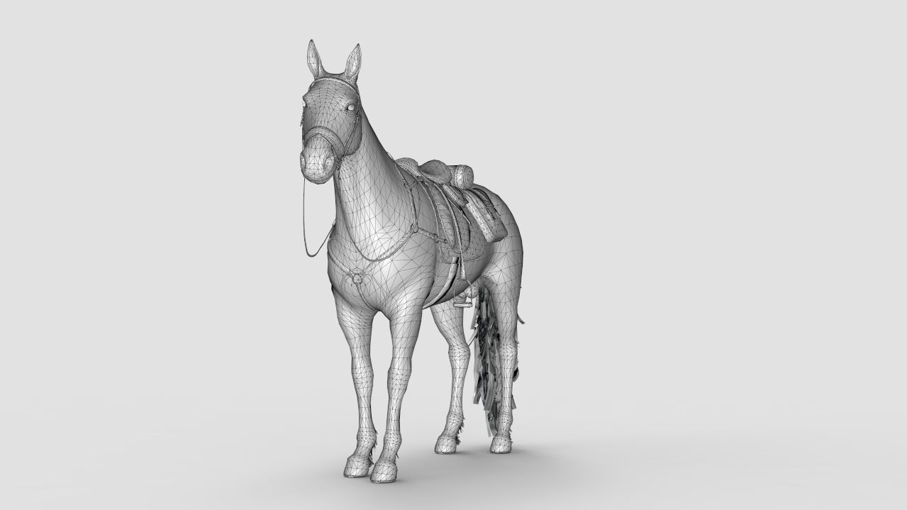 Horse with saddle 3D model_2