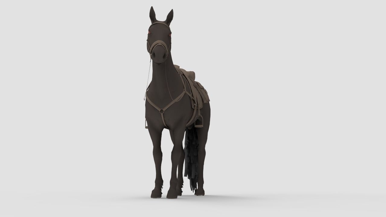 Horse with saddle 3D model_7