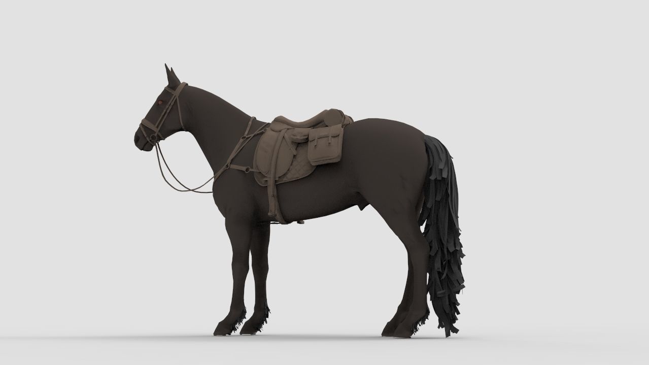 Horse with saddle 3D model_8