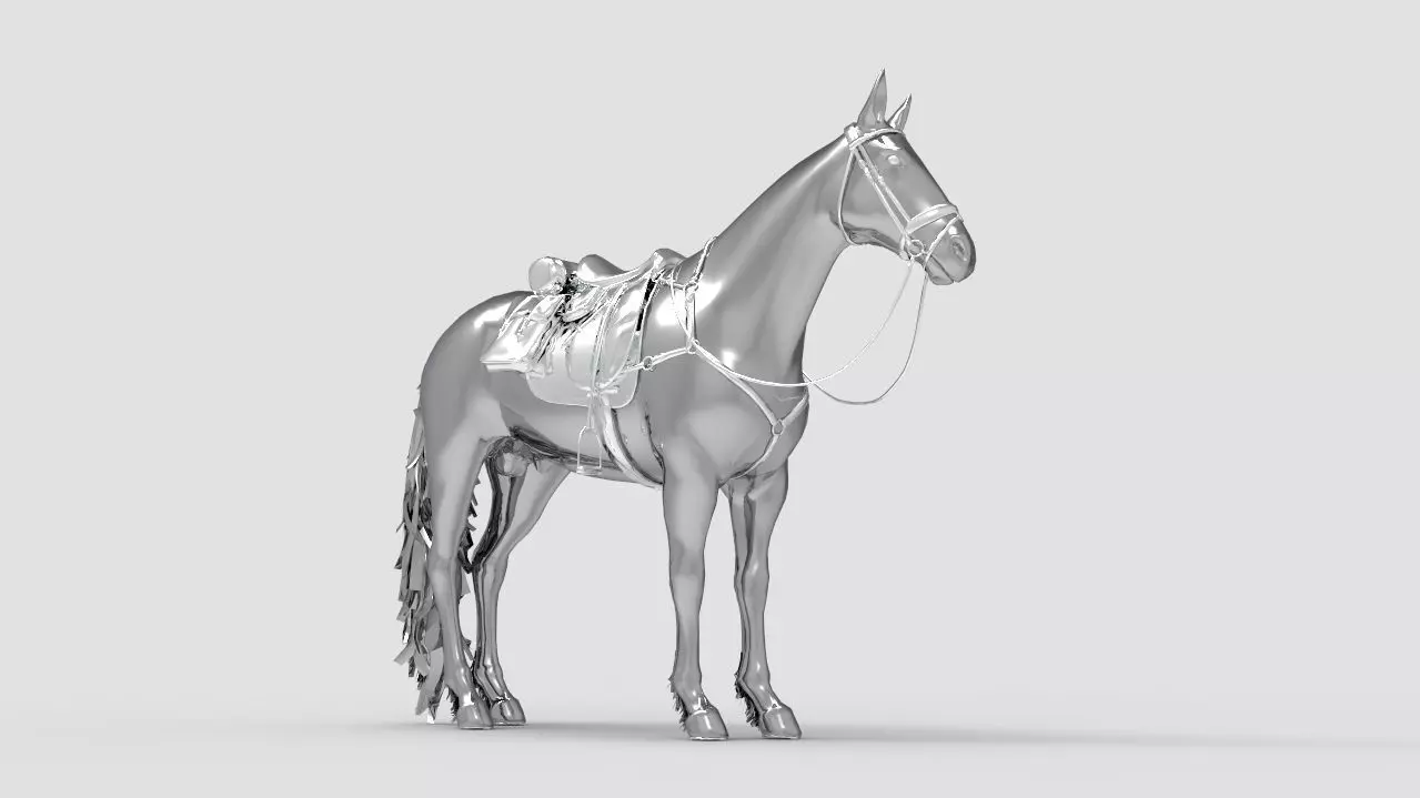 Horse with saddle 3D model_0