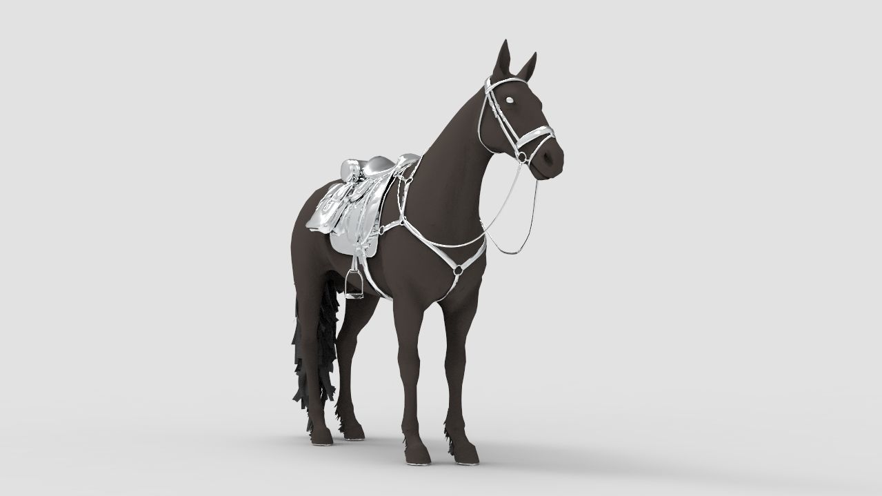 Horse with saddle 3D model_10