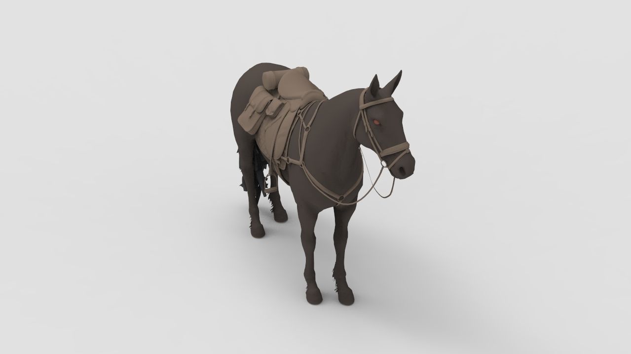 Horse with saddle 3D model_6