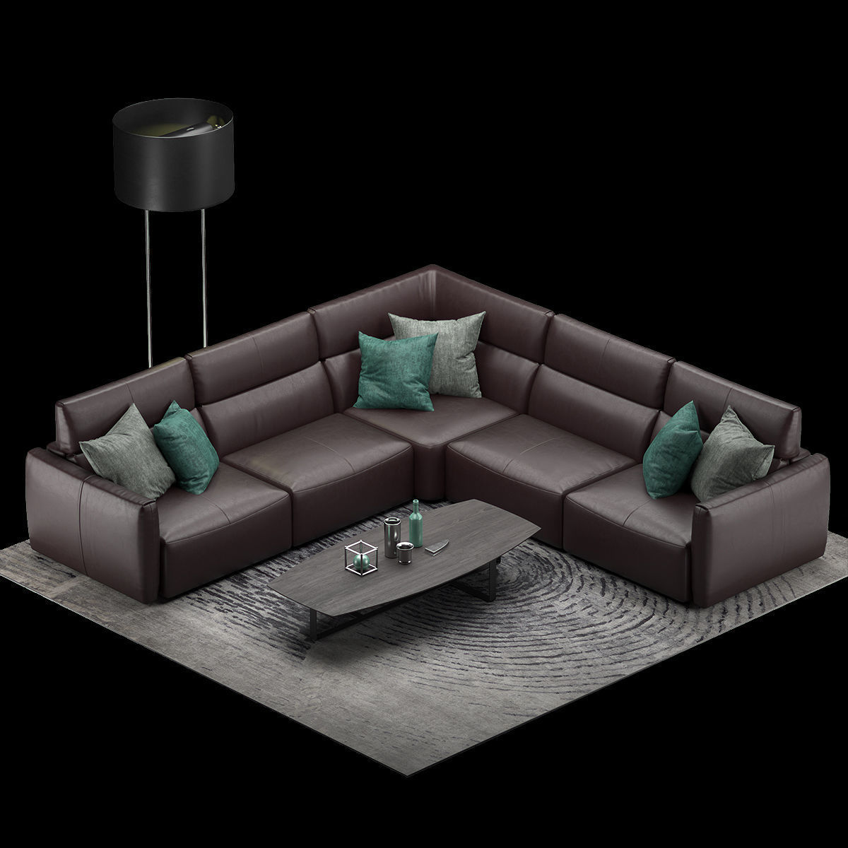 Natuzzi Galaxy sofa corner 3D model_1