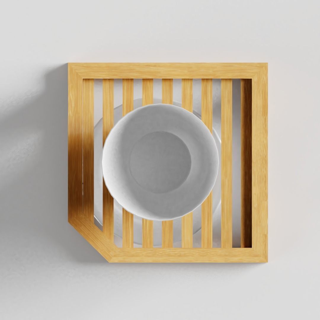 Small Corner Shelf with Dishes for the Kitchen 3D model_2